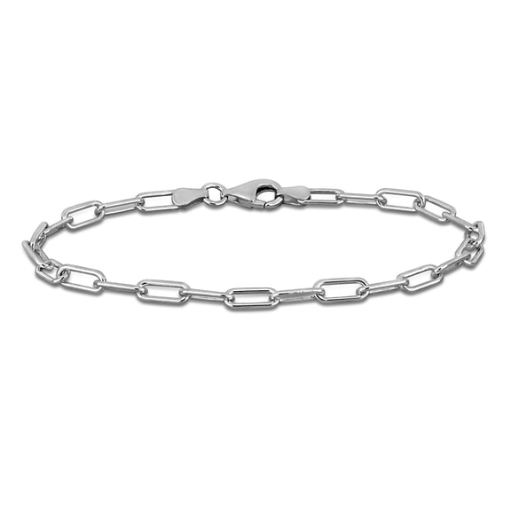 Everly Women's 3.5mm Fancy-Cut Sterling Silver Polished Paperclip Chain Bracelet