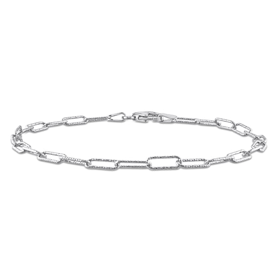 Everly Women's 3mm Fancy-Cut Sterling Silver Paperclip Link Bracelet