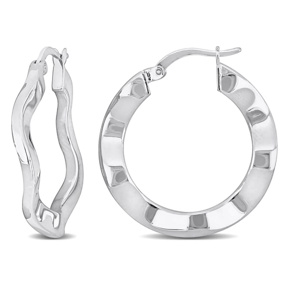 Everly Women’s 27mm Sterling Silver Wave Hoop Earrings