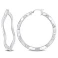 thumbnail image 1 of Everly Women's 46mm Sterling Silver Wave Hoop Earrings, 1 of 7