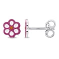 thumbnail image 1 of Everly Women’s Pink and White Enamel Flower Sterling Silver Stud Earrings, 1 of 8