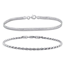 Everly Women's Sterling Silver Herringbone and Rope Bracelet 2-Pc Set - 7.5 in