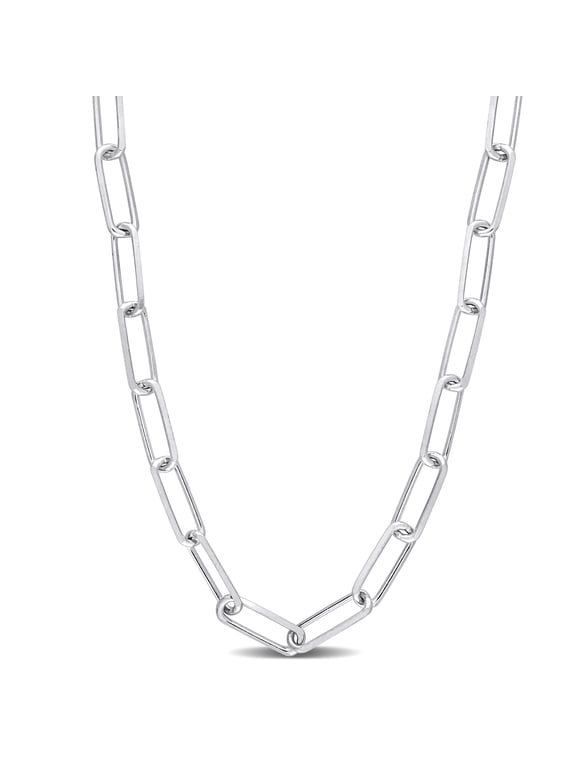 Women's 5mm Diamond-Cut Sterling Silver Paperclip Chain Necklace