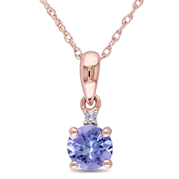 Everly Women's 1/2ct TGW Tanzanite and Diamond Accent 10k Rose Gold Solitaire Pendant with Chain