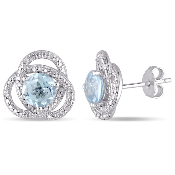 Everly Women's 2ct TGW Sky Blue Topaz & 1/10ct TW Diamond Sterling Silver Earrings