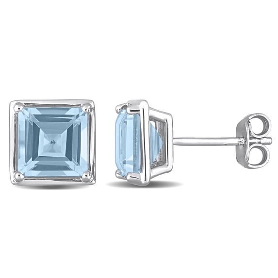 Everly Women’s 3 5/8ct TGW Square-Cut Sky Blue Topaz Sterling Silver Stud Earrings