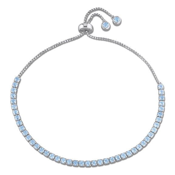 Everly Women's 3 3/4ct TGW Sky Blue Topaz Sterling Silver Tassel Bolo Bracelet