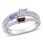 Everly Womens Topaz and Amethyst Garnet Sterling Silver Ring