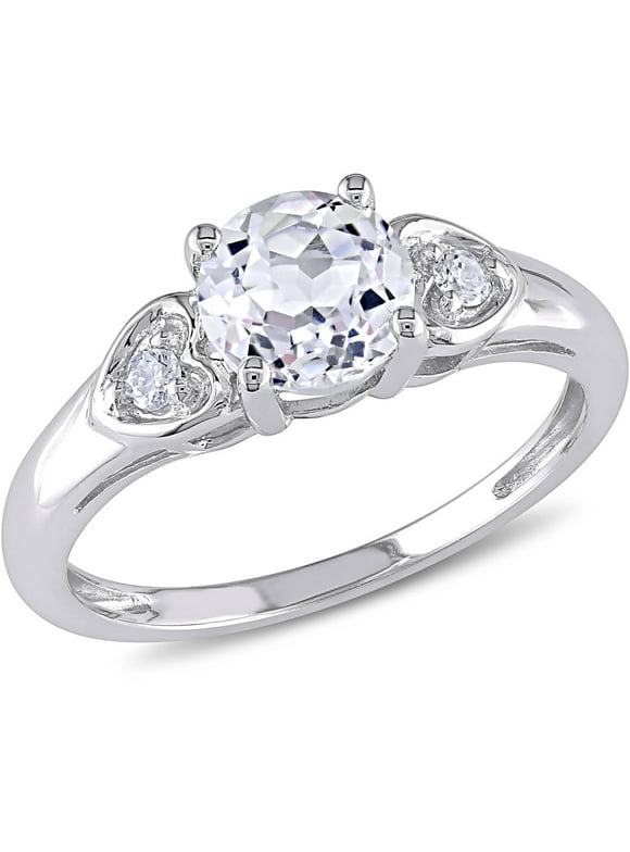 Women's Topaz and Diamond 10K White Gold Engagement Ring
