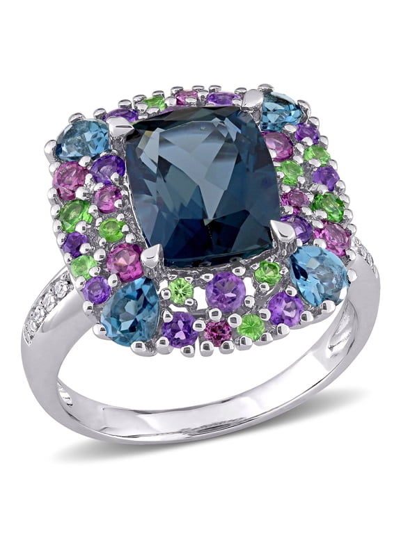 Women's Topaz and Rhodolite Amethyst Sterling Silver Ring
