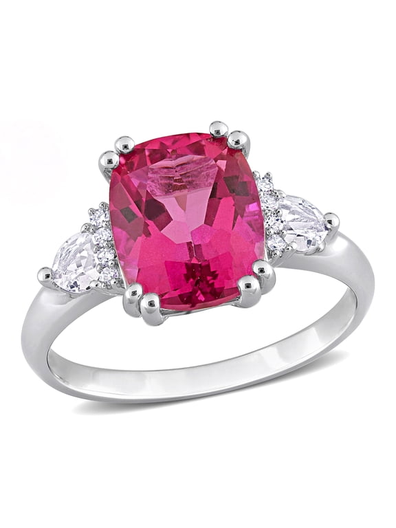 Women's Topaz and Ruby Sterling Silver Ring