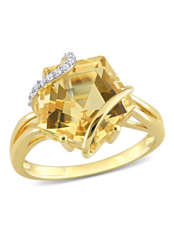 Women's Citrine Yellow Gold Plated Ring