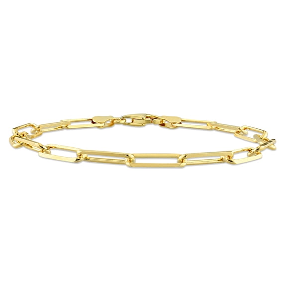 Everly Women's 5mm Diamond-Cut Yellow Silver Paperclip Oval Link Chain Bracelet