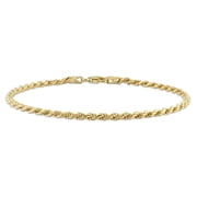 Everly Womens 2.2mm Fancy-Cut Yellow Gold Flash Plated Sterling Silver Rope Chain Link Bracelet