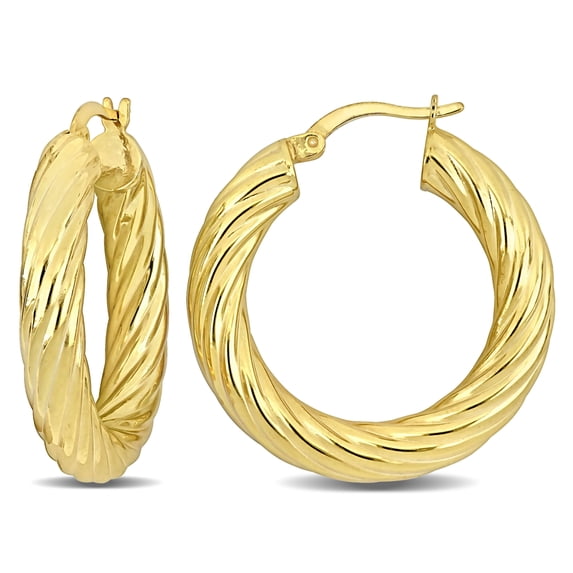 Everly Women's 30mm Yellow Plated Sterling Silver Twist Hoop Earrings