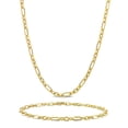 thumbnail image 1 of Everly Women's Yellow Silver 3mm Diamond-Cut Figaro Chain Necklace and Anklet Set - 16 in + 9 in, 1 of 1