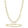 thumbnail image 1 of Everly Women's Yellow Silver 5mm Paperclip Chain Necklace and Bracelet Set - 16 in + 7.5 in, 1 of 1