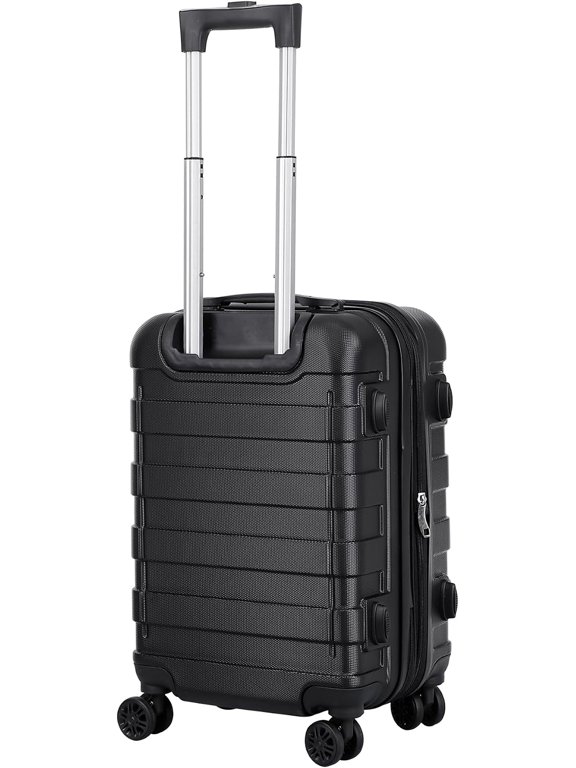 21 Inch Carry-On Spinner Luggage, Hardside Expandable Suitcase with Double Wheels, Lightweight Travel Rolling Case, Black