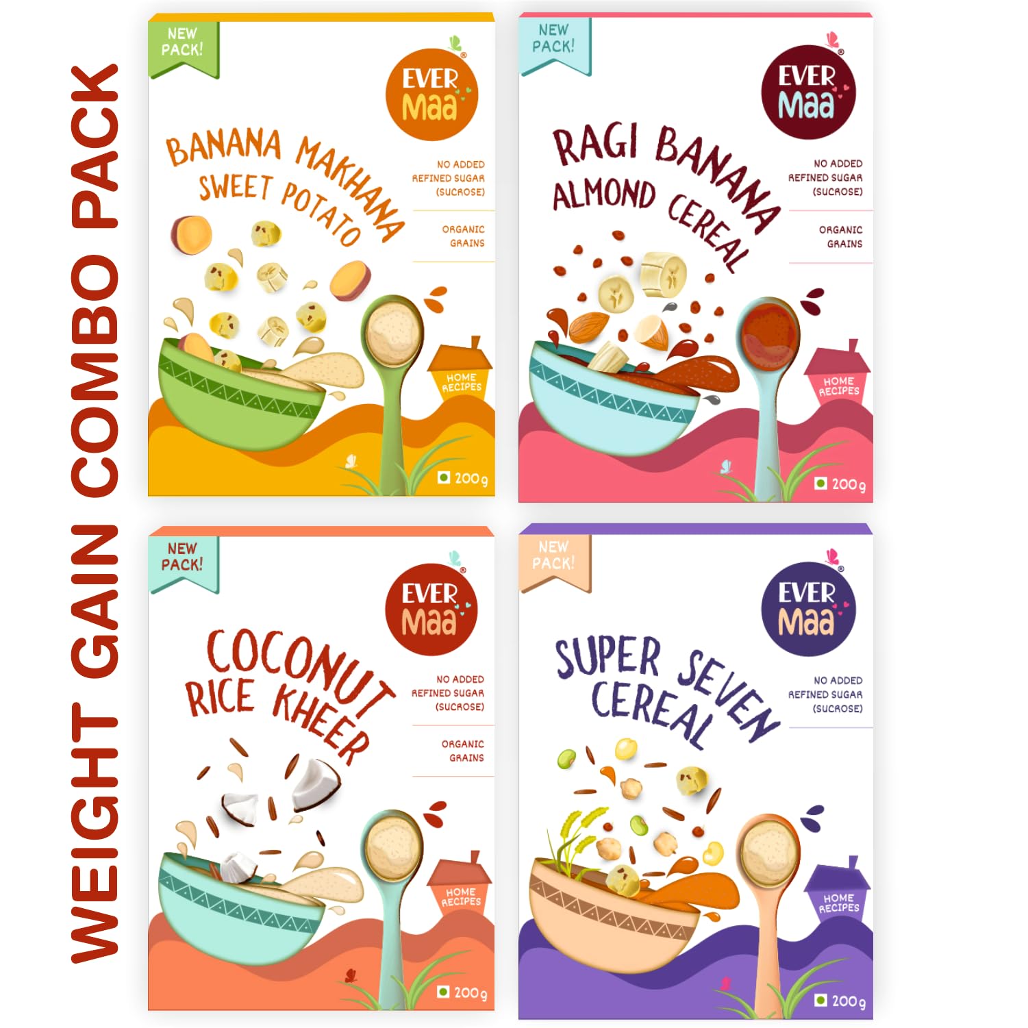 Evermaa Weight Gain Cereals Combo Pack Of 4 Goodness Of 7 Super