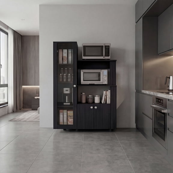 Evermont Lena Tall Storage Pantry Cabinet Modern Kitchen Storage