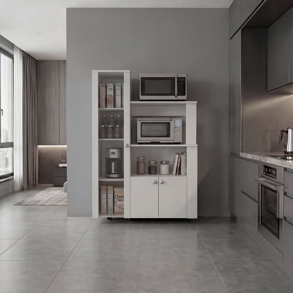 Evermont Lilo Tall Storage Pantry Cabinet Modern Kitchen Storage Cabinet