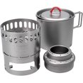 Evernew Titanium Lightweight Camping Mug Pot Stove Set, 500