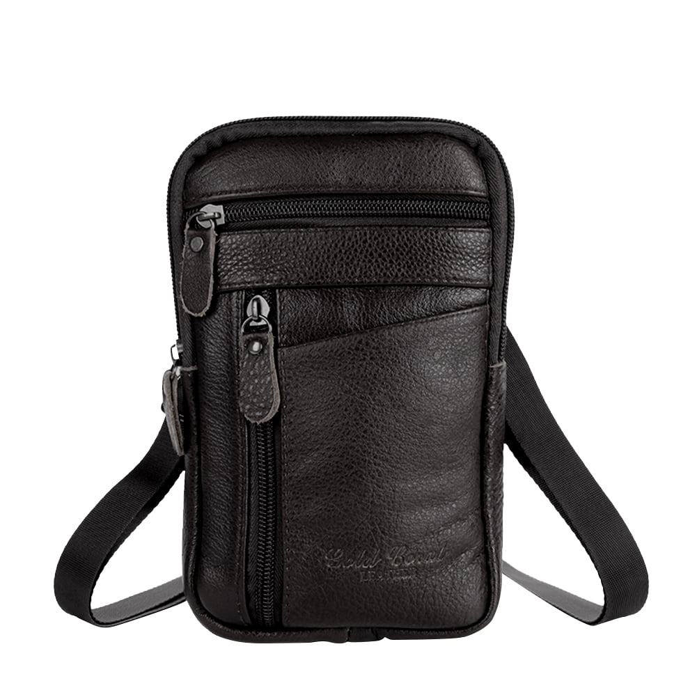 Everpert Genuine Leather Men Shoulder Bag Casual Messenger Zip Phone ...