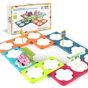 EverPlay 85PC Dinosaur Race Car Track Set   STEM Building Toy Kit with Rotating Reversible Tracks & Dino Vehicle for Kids 3+