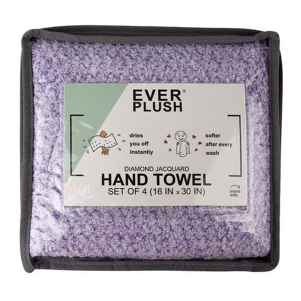 Everplush Diamond Jacquard Hand Towel (Set of 4), Gray