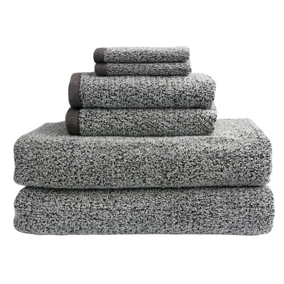 Everplush Diamond Jacquard 6 Piece Bath Towel Set, Grey