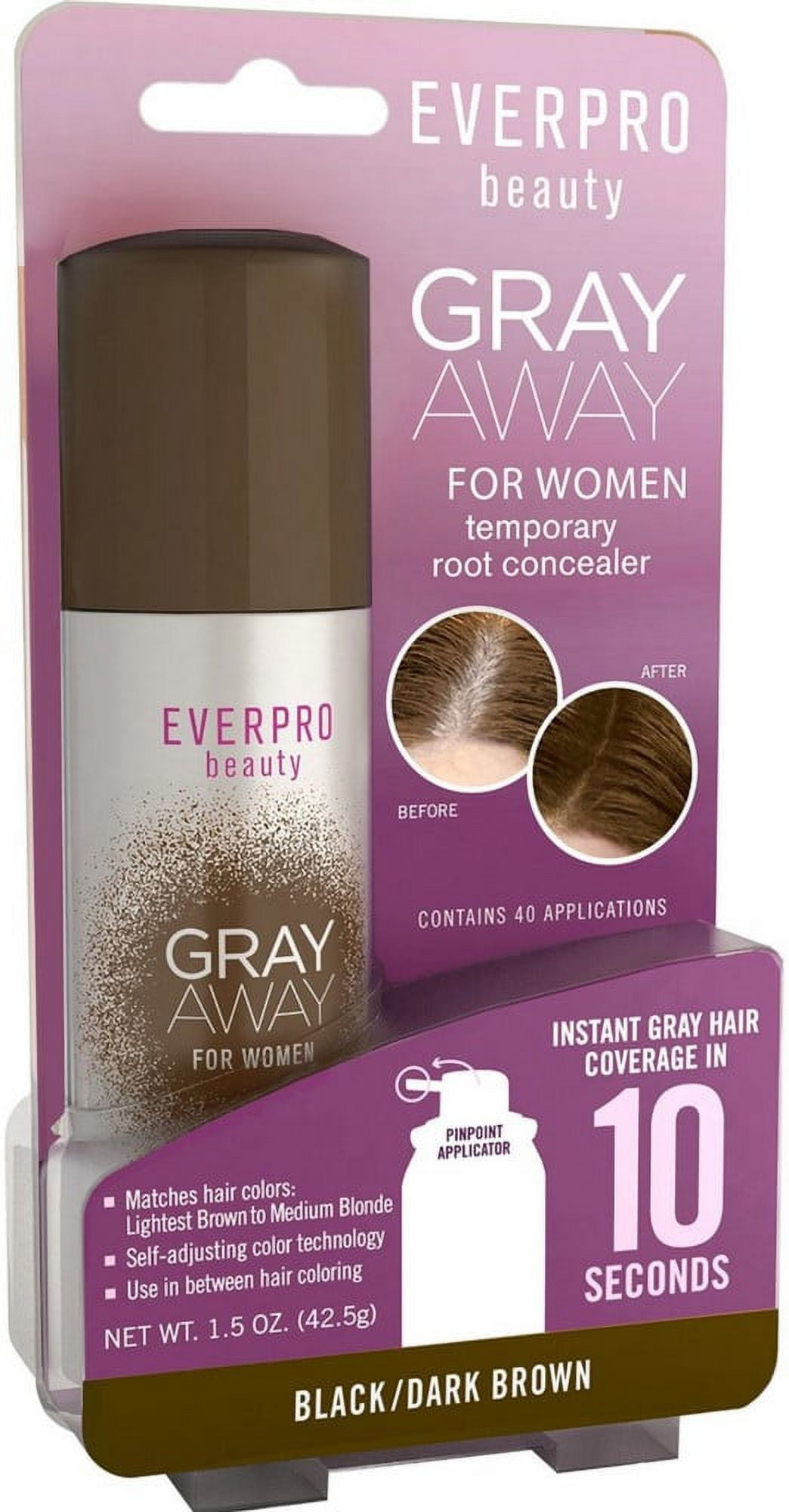 Everpro Beauty Gray Away for Women Temporary Root Concealer, Black/ Dark Brown, 1.5 oz