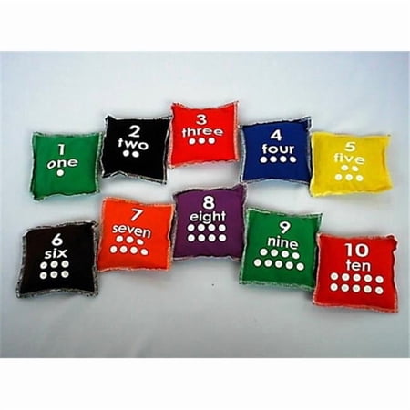 Everrich 5x5 Inch Numbers Beanbags - Set of 10 - Assorted Colors