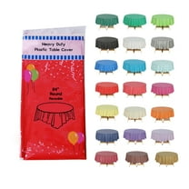 Evershine Heavy Duty Reusable 84" x 84" Round Red Plastic Tablecloth
