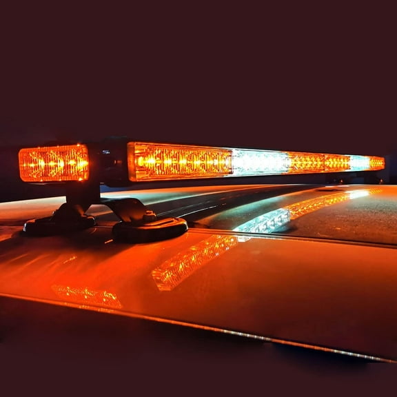Evershine Signal 38.2 Inch 78 Led Strobe Light Bar with Magnet and Cigarette Plug for Car Truck Roof Safety-Custom-Made Amber White(ES-318-6CAW)