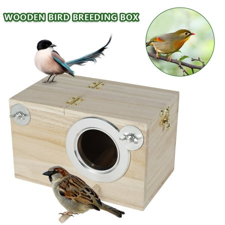 Everso 2Pcs Parakeet Nest Box,Bird House Budgie Wood Breeding Box for Lovebirds, Parrot Mating Box