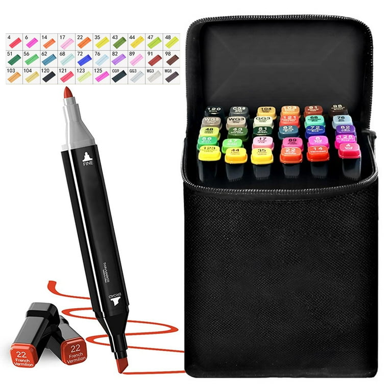 Everso 30Colors Alcohol Marker Dual Tip Permanent Art Marker Sketch Marker  Adult Pen Coloring Illustrated Picture Card Pen 