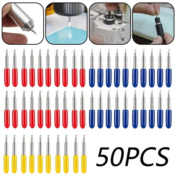 Everso 50Pack 30/45/60 Degree Roland Cutting Plotter Vinyl Cutter Blades Lettering Blade Replacement Blades for Cricut Explore Air/Air 2