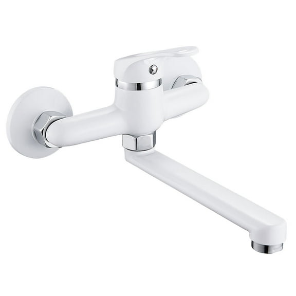 Everso Black Wall Mounted Kitchen Sink Mixer Taps 20cm Swivel Spout Brass Single Lever