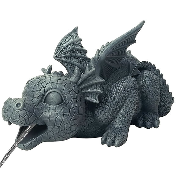 Everso Resin Spouting Water Dragon Sculpture Weather Resistant Realistic Water Spray Dragon Statue Outdoor Ornament for Garden Courtyard Pond Pool