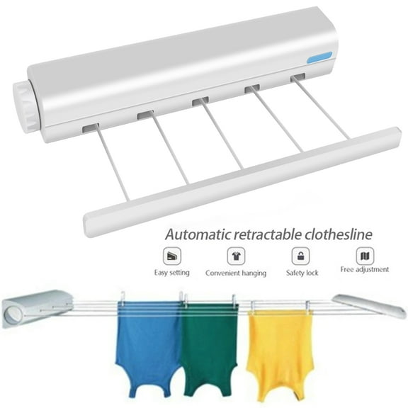 Everso Retractable Outdoor Clothesline Indoor Wall Mounted Flexible Clothes Dryer Line for Hang Wet or Dry Laundry