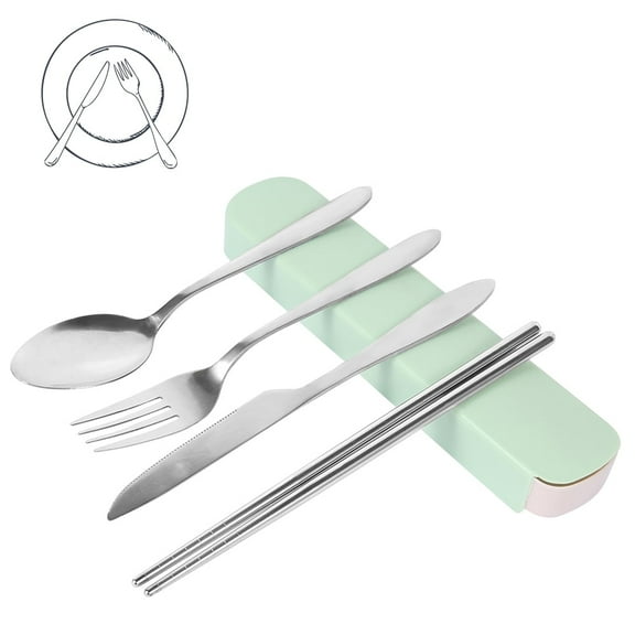 Everso Stainless Steel Fork Spoon Chopsticks Set Travel Cutlery Set Portable Tableware