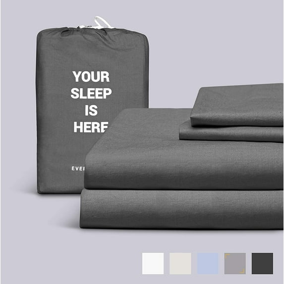 Everspread Percale Bed Sheets, 4 Piece Set, 100% Cotton, Full