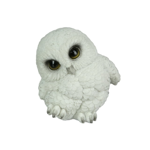 Everspring Adorable Big Eyed White Baby Snowy Owl Mini Statue 4.75 inches High