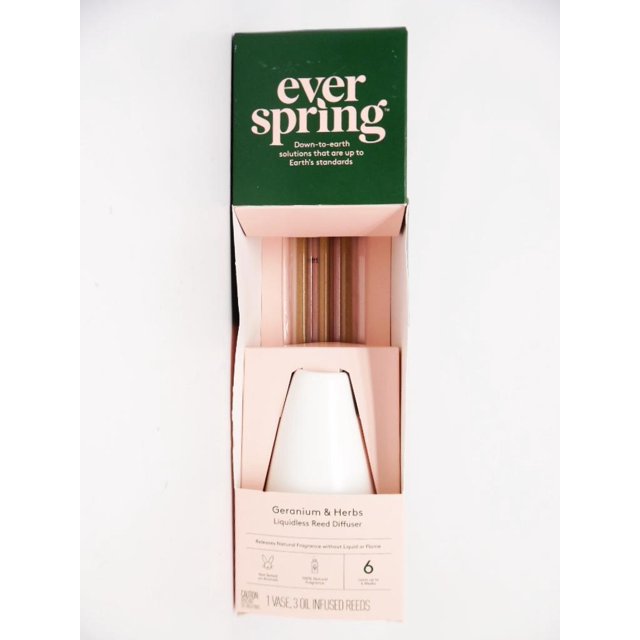 Everspring Liquidless Reed Diffuser Geranium & Herbs 1 Vase & 3