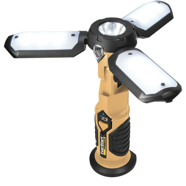 Everstart 600 Lumen Brightness LED Portable Folding Work Light with USB Power in/Out
