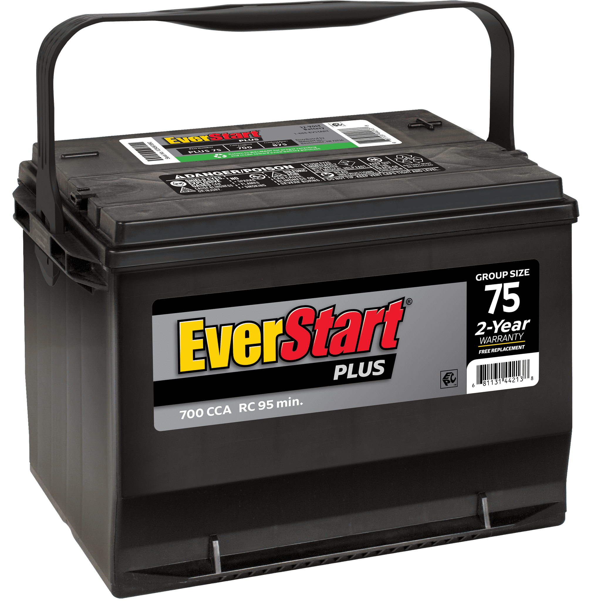 EverStart Plus Lead Acid Battery 12 Automotive Battery Group Size 75, 600 CCA Side Post for Car