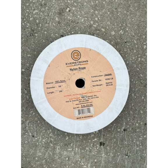 Everstrong Nylon Twisted Anchor Rope 5/8" with stainless steel thimble 250"