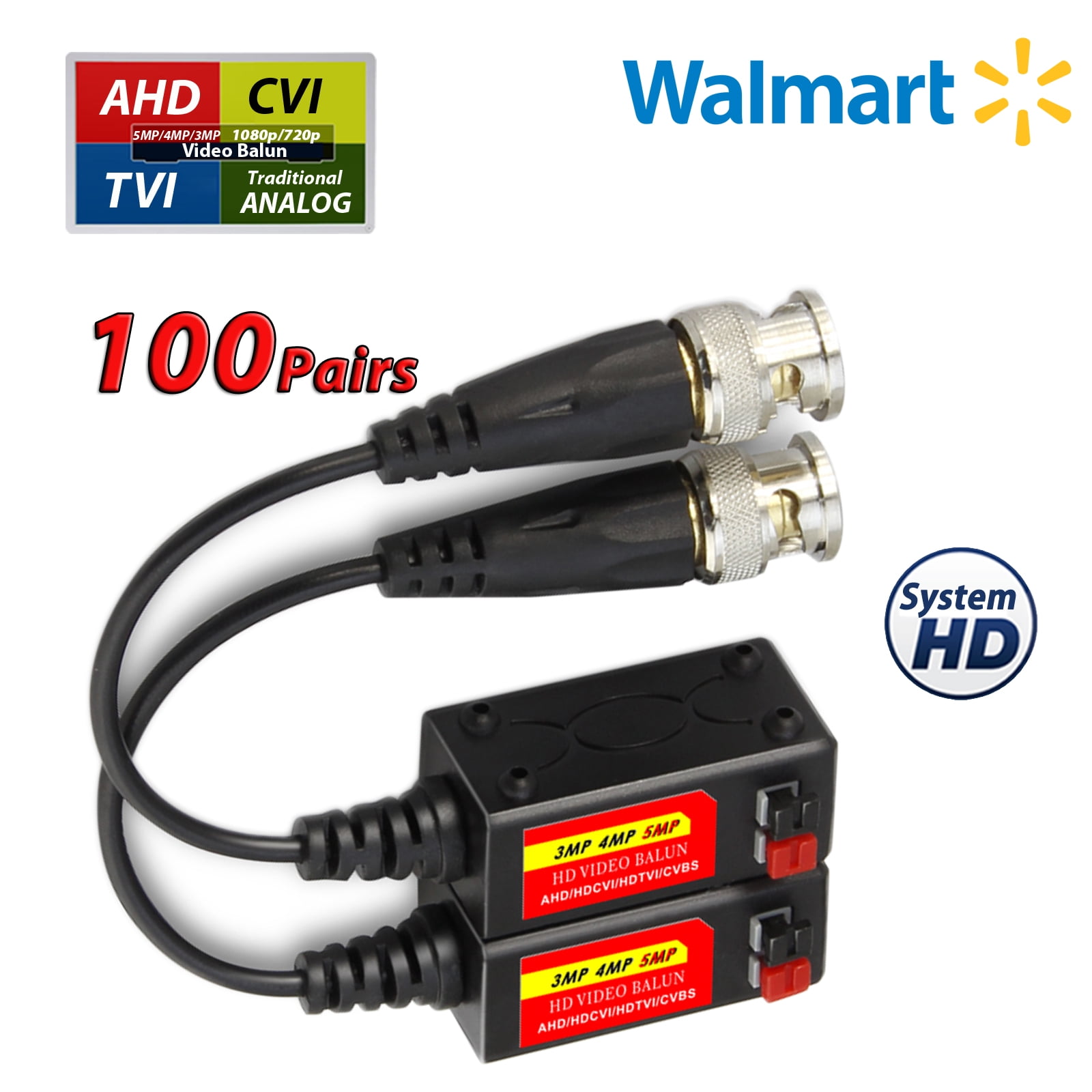 Evertech 100 Pairs (200 Pcs) Tool Less Megapixel Passive Video Balun ...