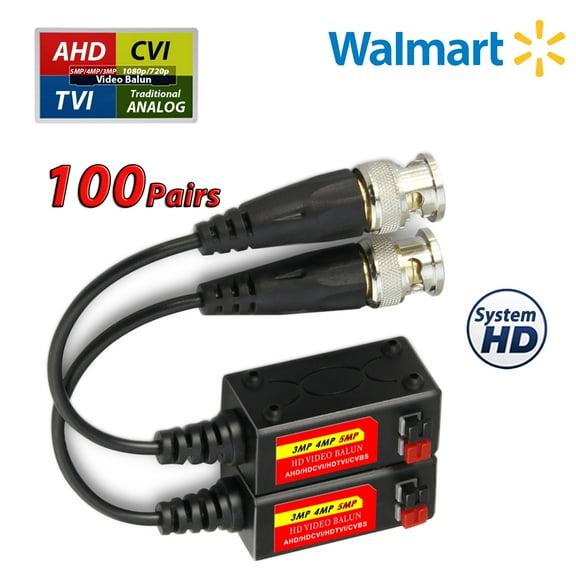 Evertech 100 Pairs (200 Pcs) Tool Less Megapixel Passive Video Balun UTP Cat5 / Cat6 CCTV via Network Cabling