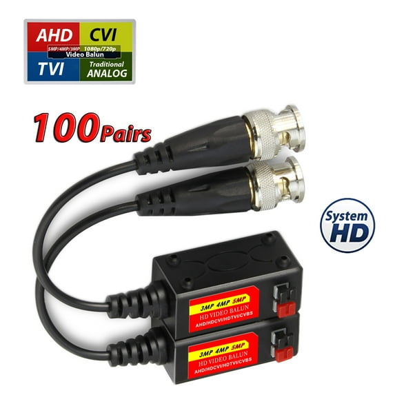 Evertech 100 Pairs Toolless 5MP Passive Video Balun Transceiver UTP Cat5 / Cat6 CCTV via Network Cabling